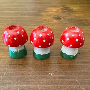 Set of 3 Red Polka Dot Mushroom Candle Holders